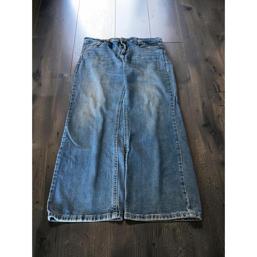 TK Axel Slim Boot Jeans Mens 38x32 Blue Denim Flap Pocket Distressed Y2K Style